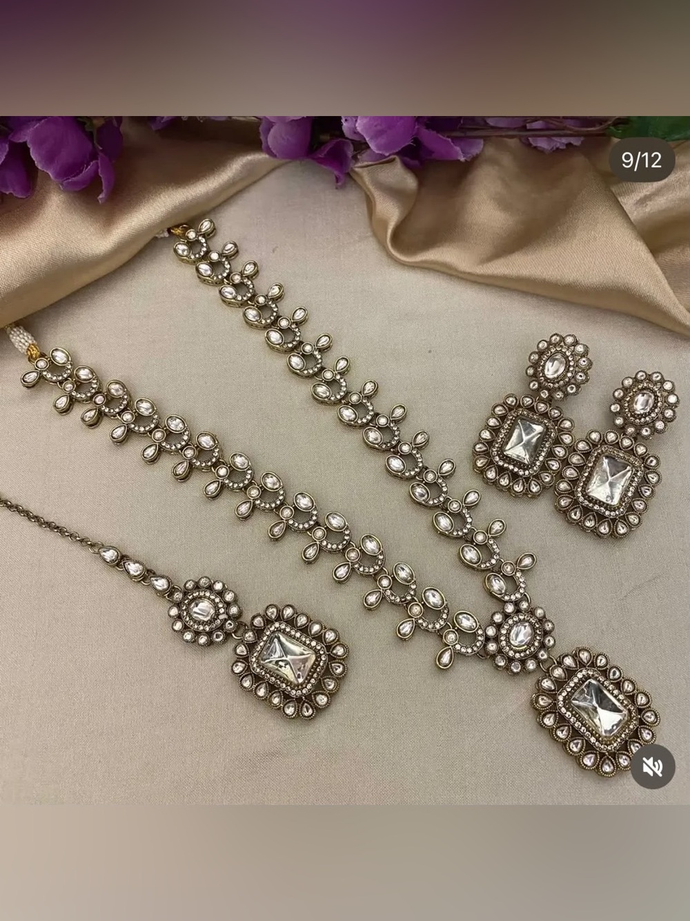 Classic Pearl and Crystal Bridal Necklace Set - Ivory/Gold